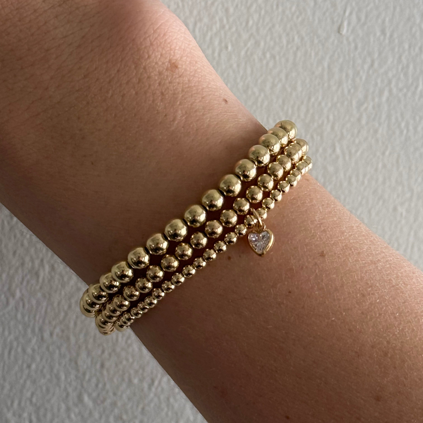 Heart Stone Juno Bracelet Triple Stack (3+4+5mm)