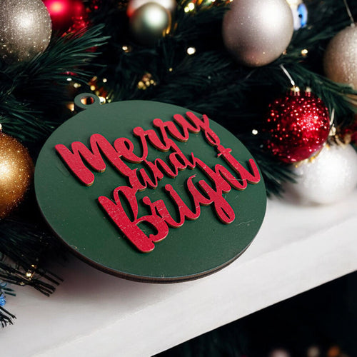 Imperfect Merry Bright 3D handgefertigtes Weihnachtsbaumschmuck-Set aus Holz, limitierte Auflage, zum Aufhängen