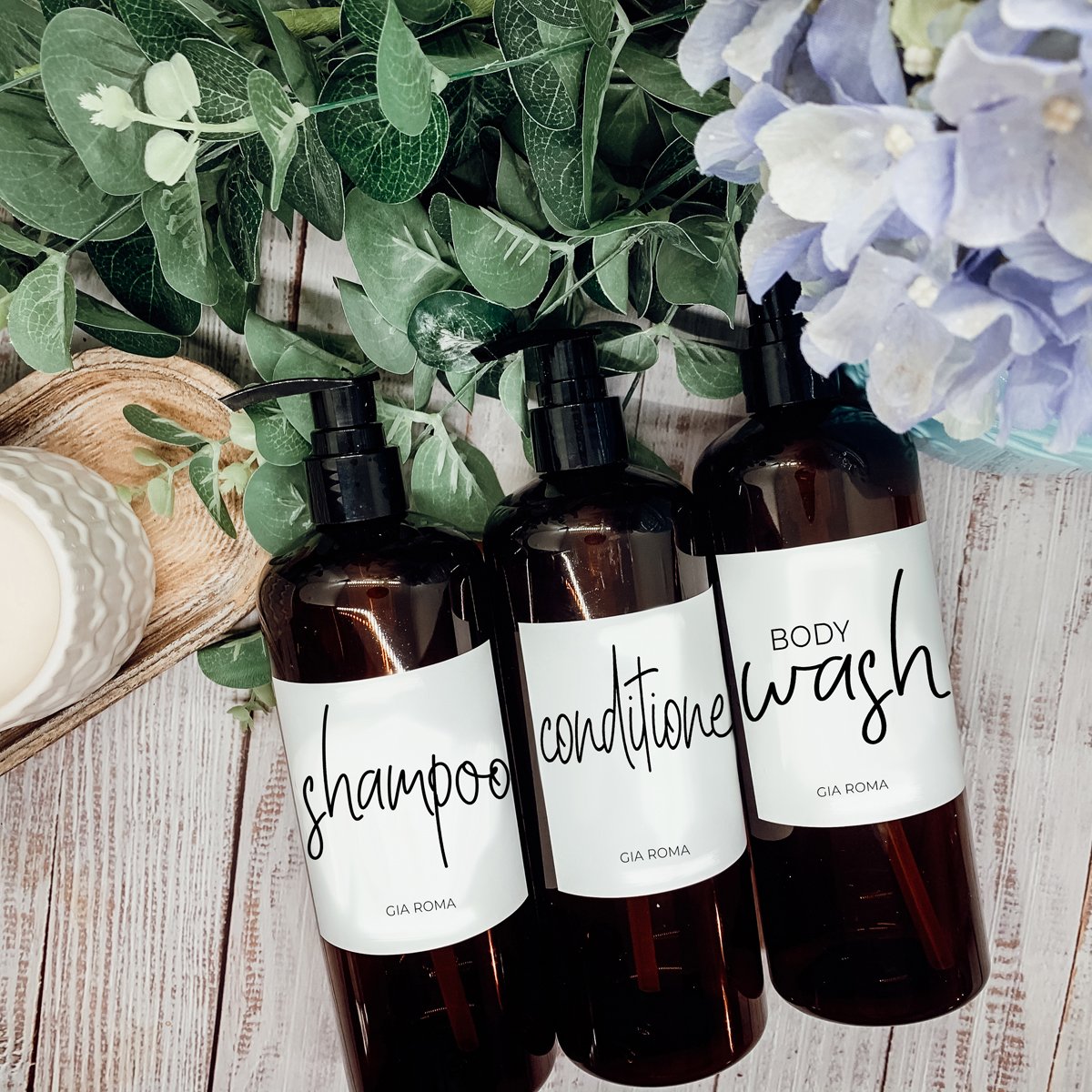 16oz Braune Plastikflasche Weißes Etikett Nachfüllbarer Apothekenbehälter