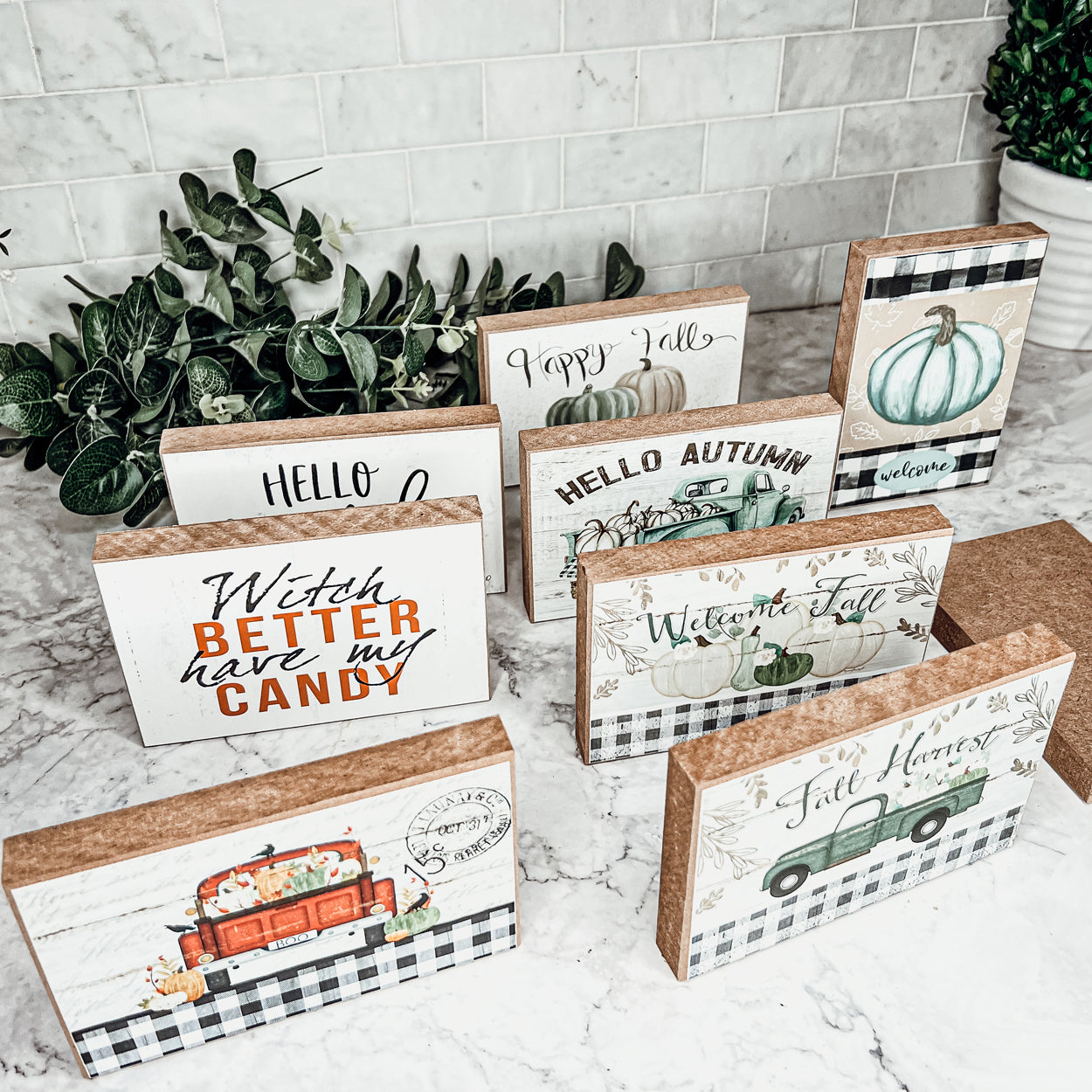Panneau d'Halloween en bois "Witch Better Have My Candy" 6 x 4 x 1 pouces Décor rustique orange et noir