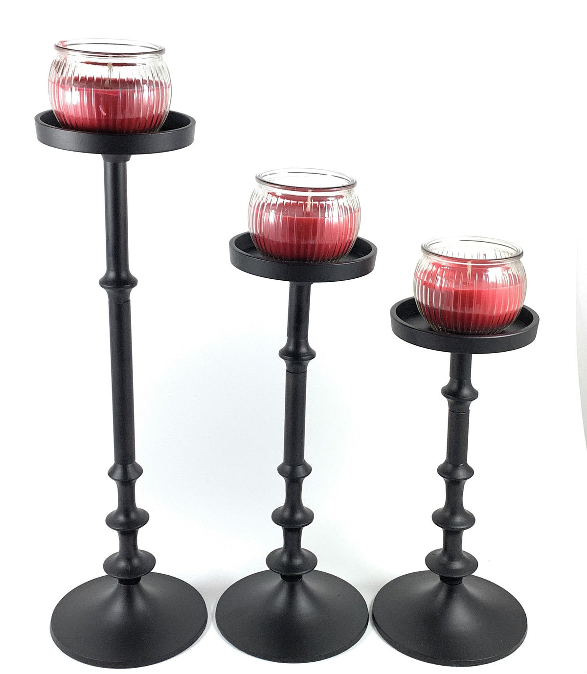 Vibhsa Pillar Candle Holders | Set of 3, Matte Black, Tall Graduated Heights