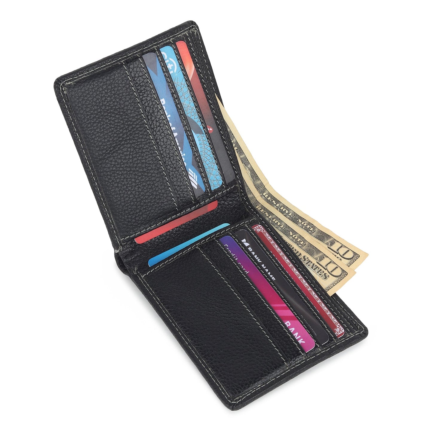 Portefeuille Homme en Cuir Texturé Noir