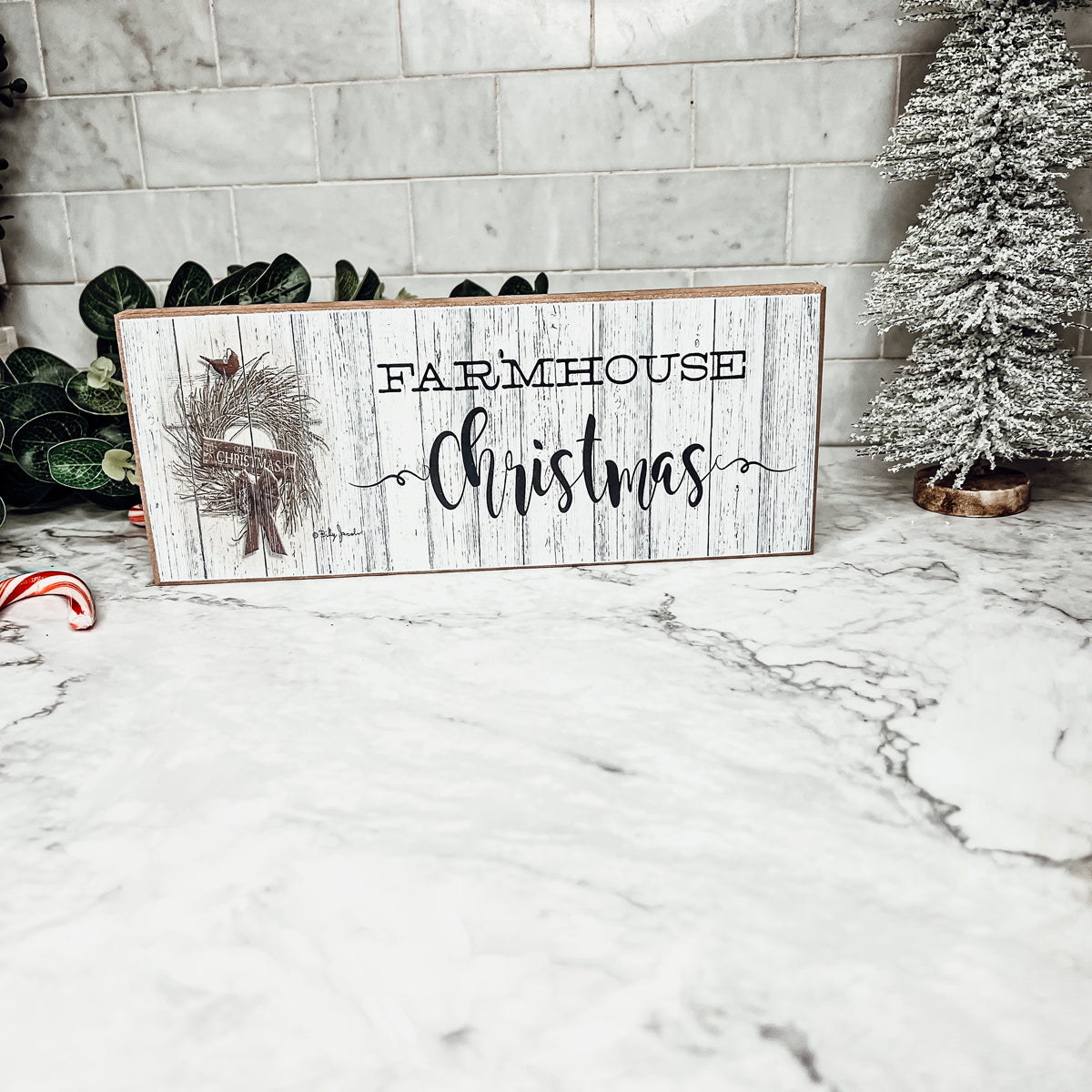 Bauernhaus-Weihnachtsschild Holz Rustikales Weihnachtsdekor Minimalistisch Neutral 10x4