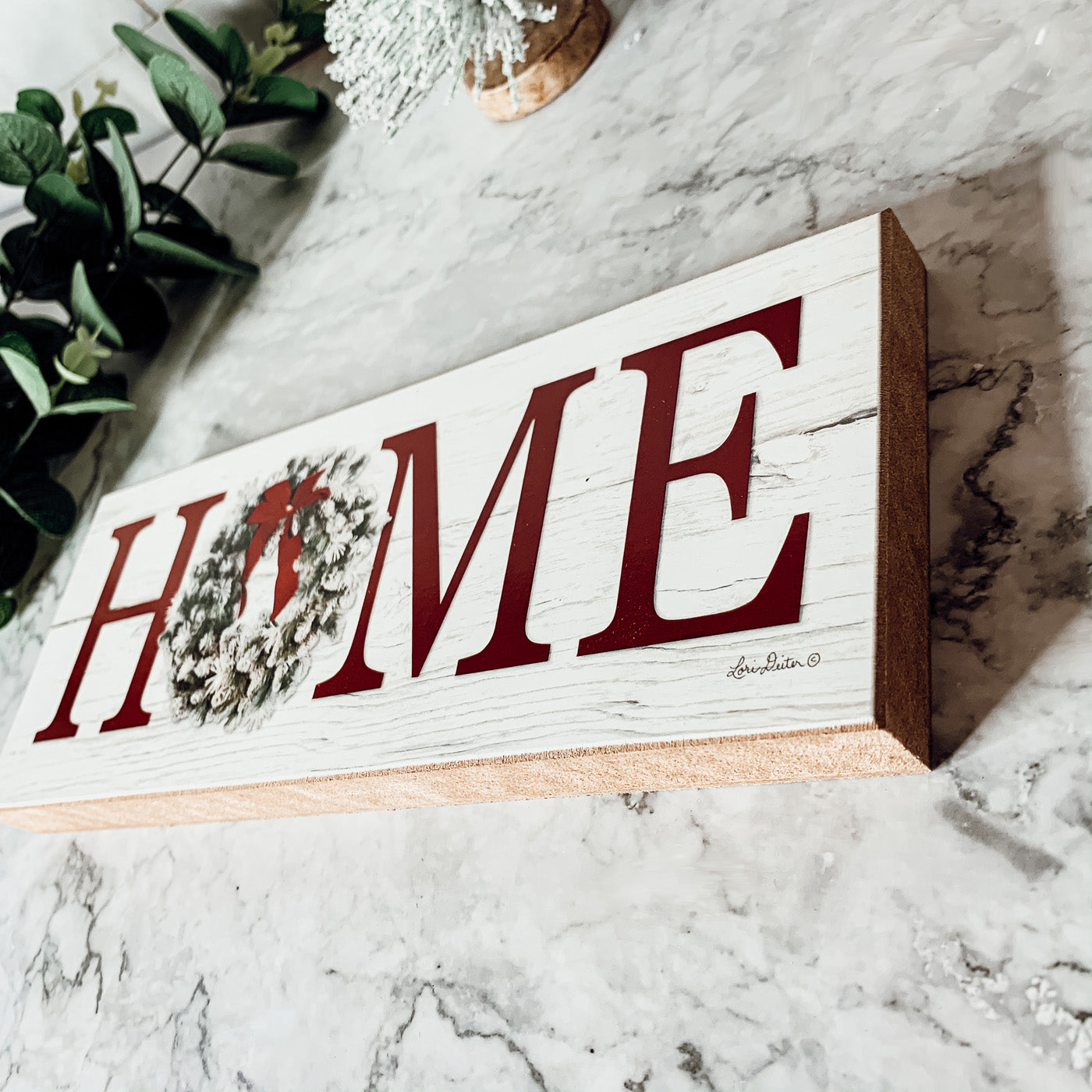 Weihnachten Zuhause Kranz Schild Feiertags Kaminregal Deko Rustikal Holz