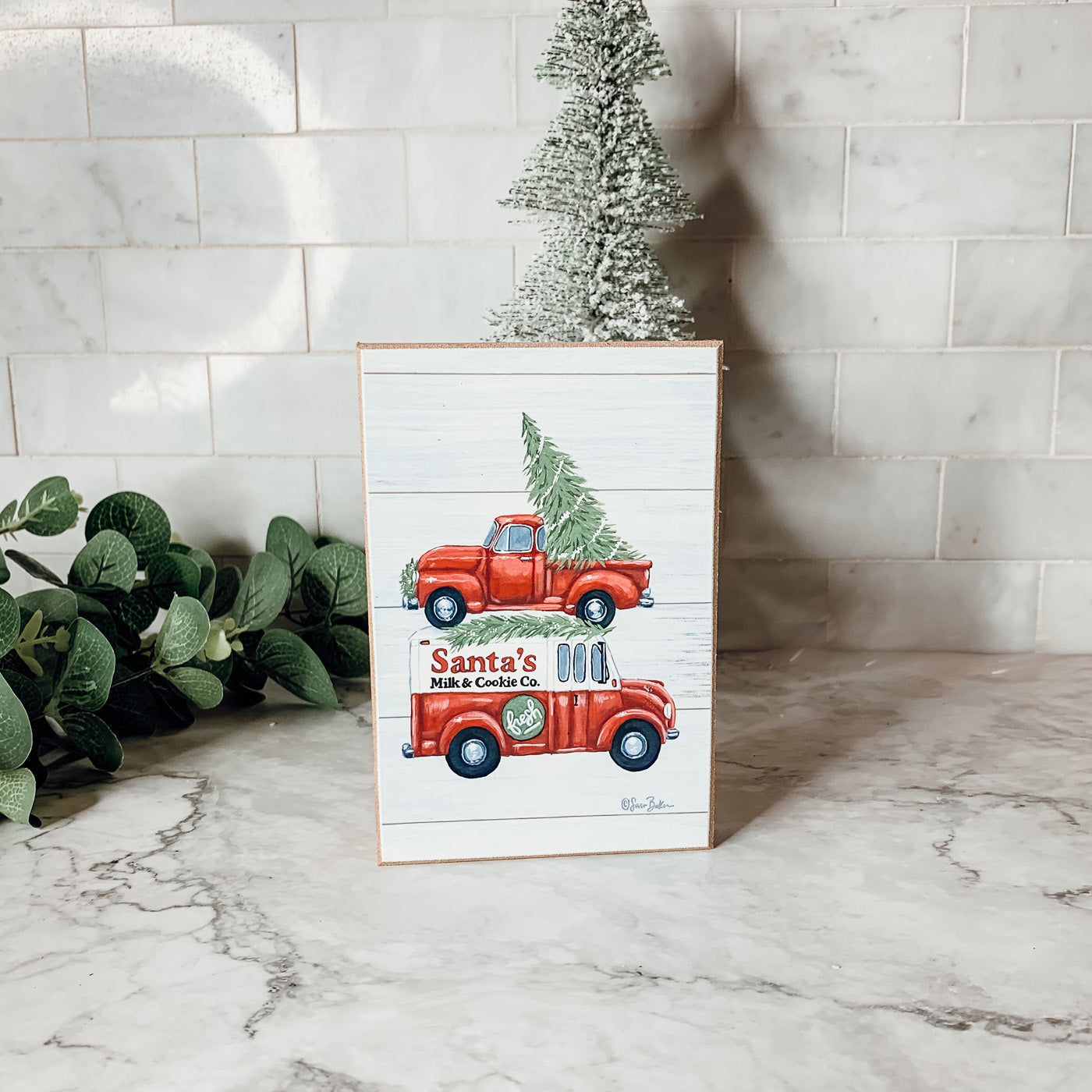 Santa Milk And Cookies Wooden Sign Christmas Eve Decor Rustic Bakery Holiday Kitchen Plaque