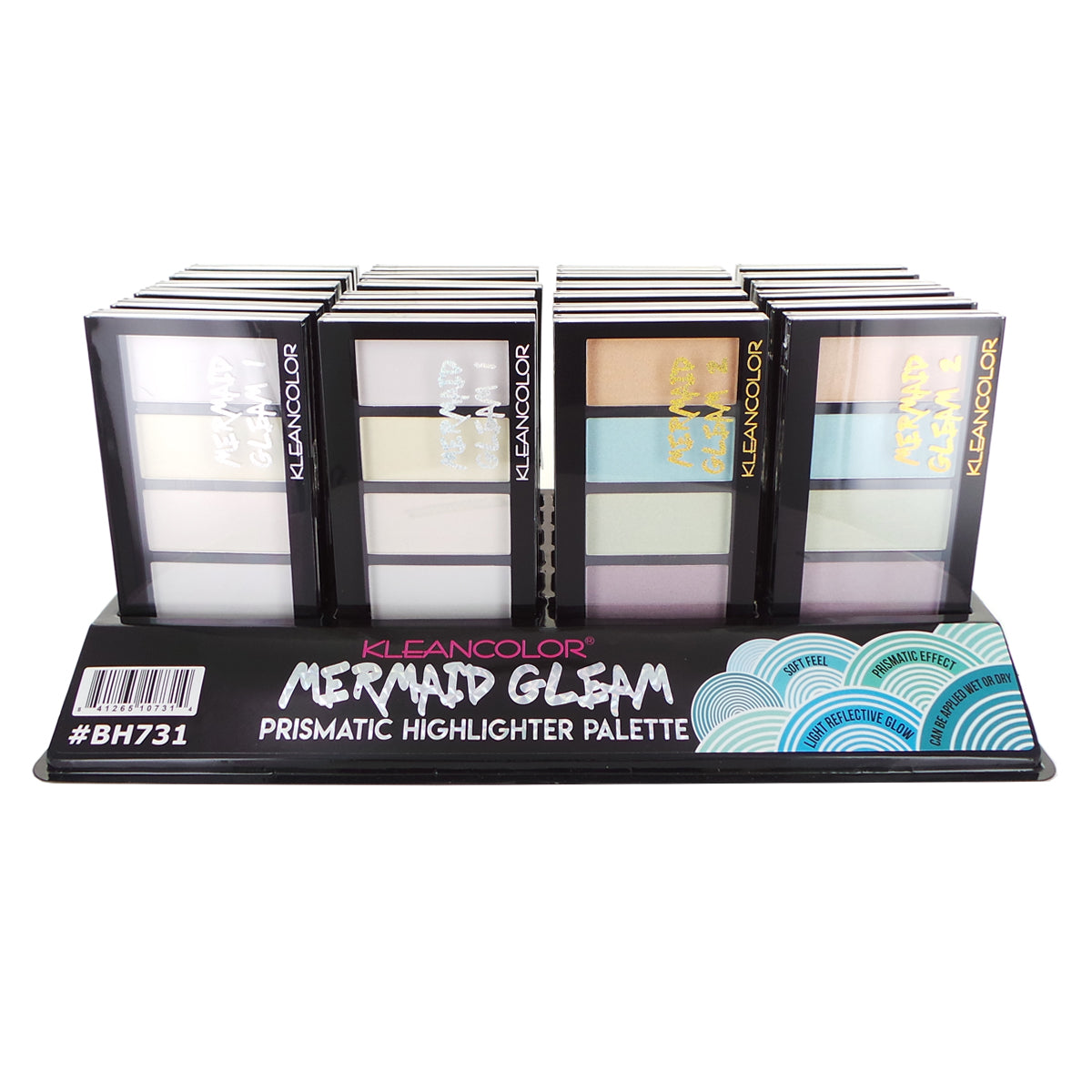 KLEANCOLOR Prismatic Highlighter Palette Mermaid Gleam Display Set, 24 Stück