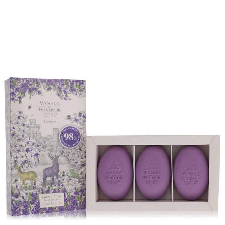 Savon Anglais Fin Woods of Windsor à la Lavande 3 x 60 g pour Femme