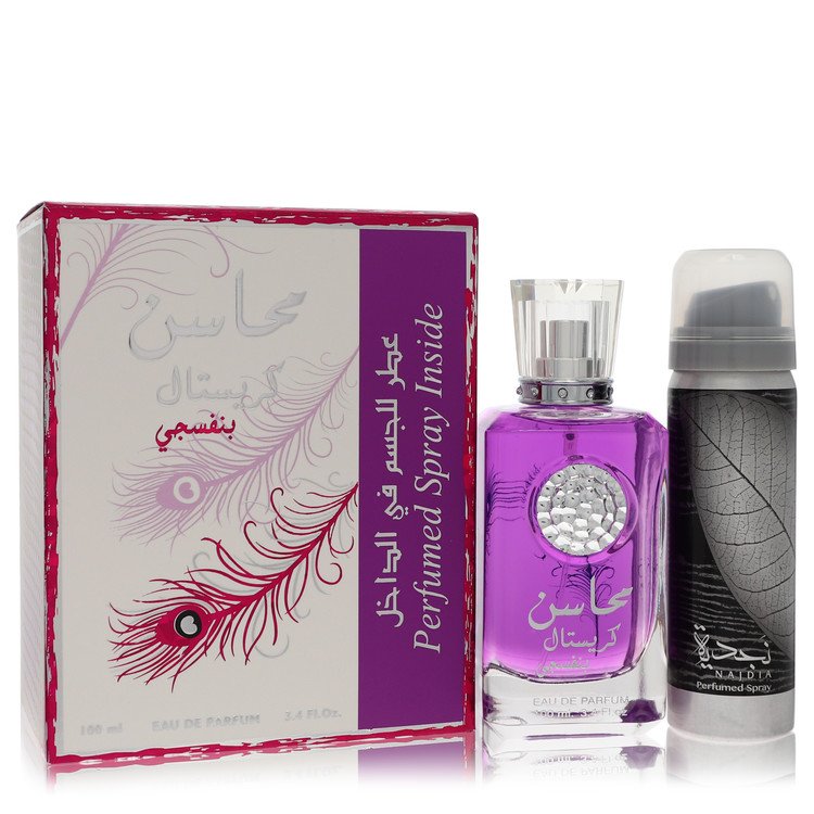 Lattafa Mahasin Crystal Violet von Lattafa Eau de Parfum Spray mit 50 ml Deodorant Spray 100 ml für Damen
