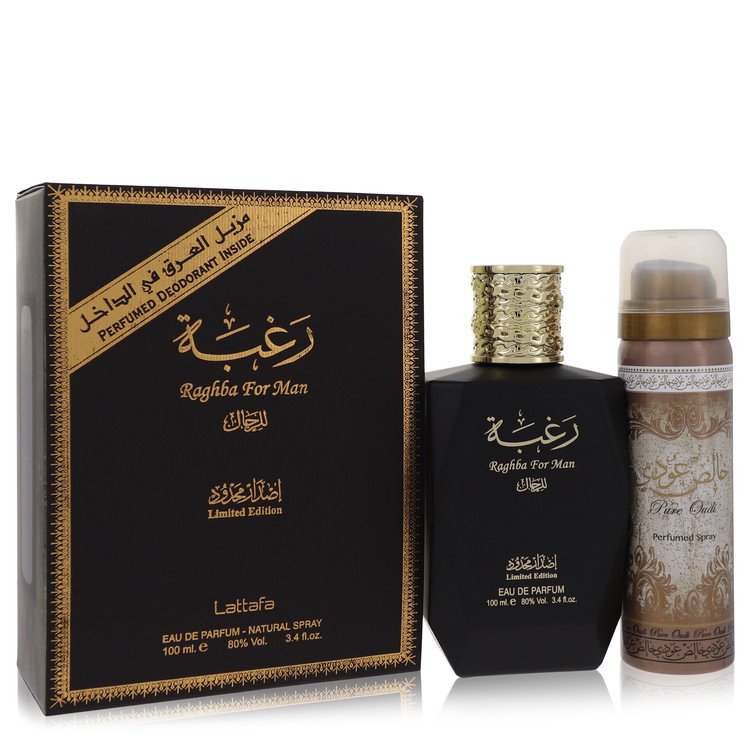 Lattafa Raghba Man by Lattafa Eau De Parfum Spray plus 1.7 oz Deodorant Spray 3.4 oz für Herren