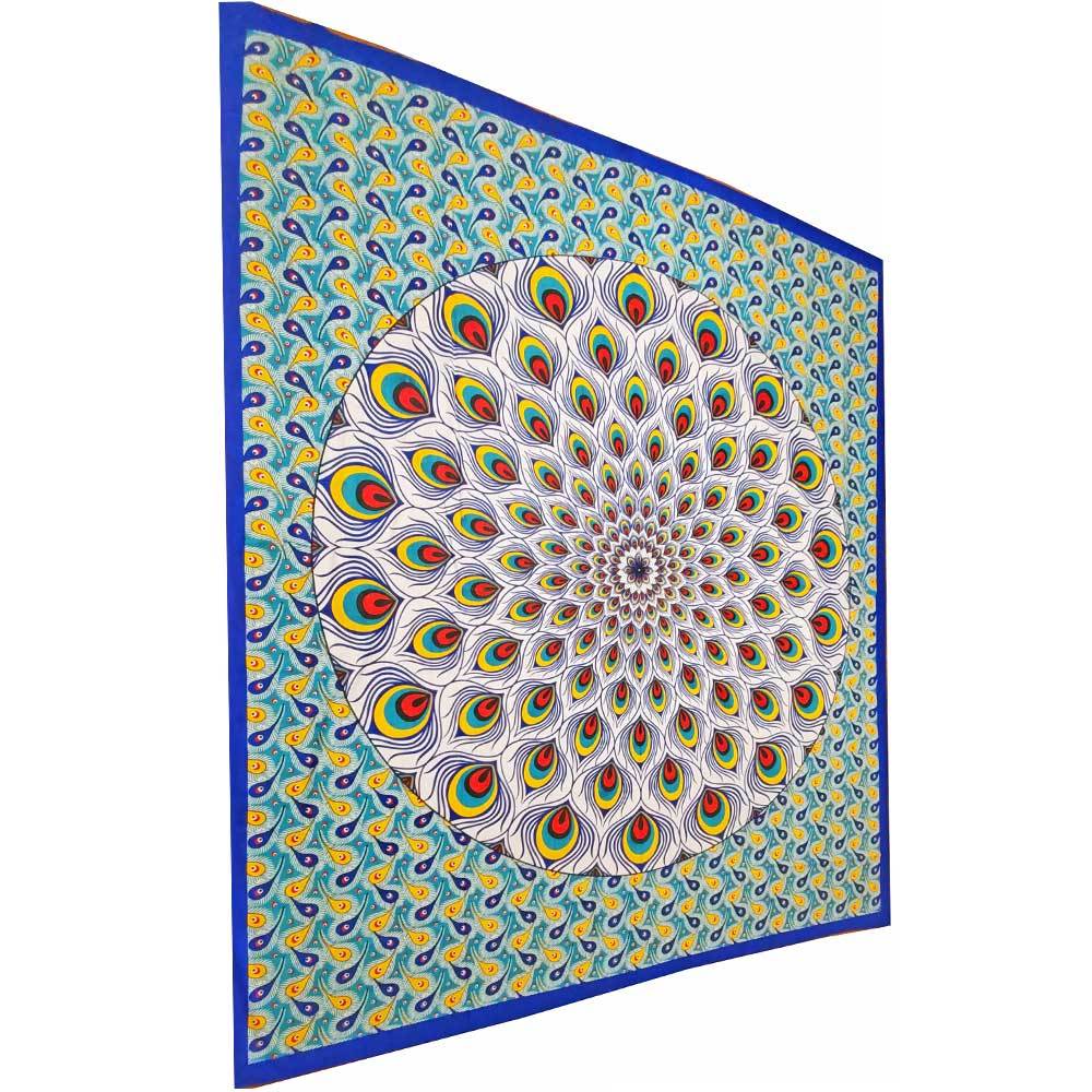 Gelbes Geometrisches Pfau-Wandteppich Handgemachte Baumwolle 90x80