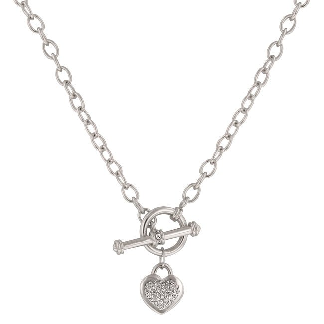 Toggle Pave Heart Necklace - ThisandThatShoppe