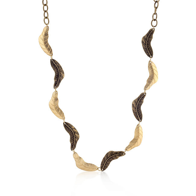 Vintage Leaf Two-tone Finish Necklace - ThisandThatShoppe