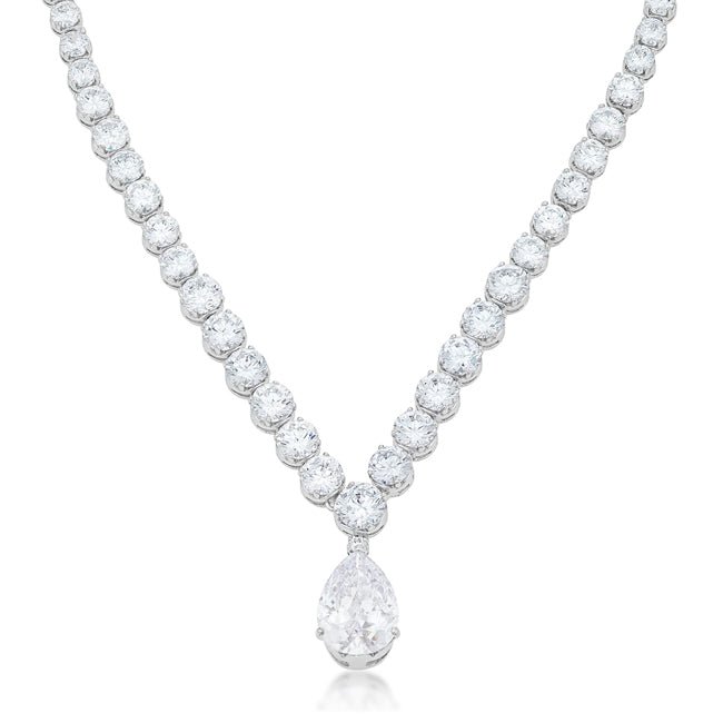 Bejeweled Cubic Zirconia Pear Drop Necklace - ThisandThatShoppe