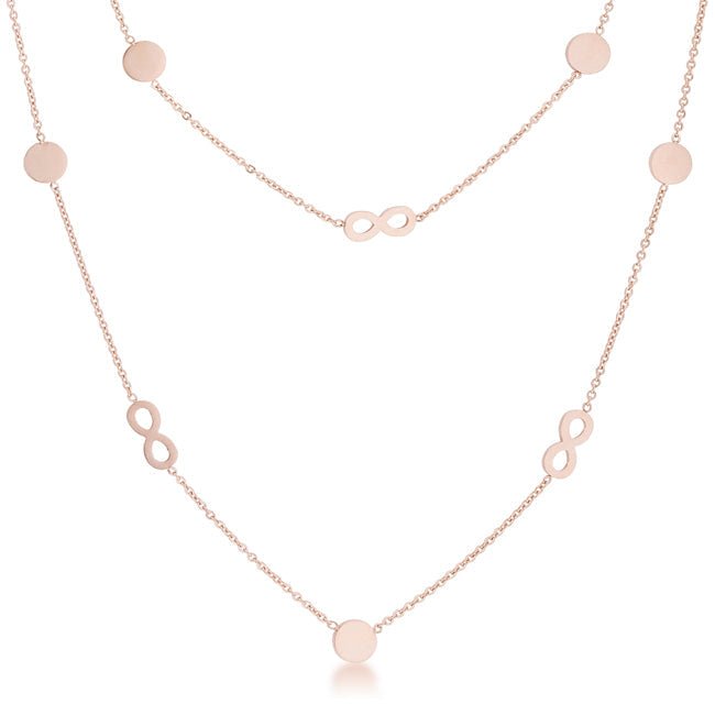 Krystal Stainless Steel Infinity Station Layer Necklace - ThisandThatShoppe