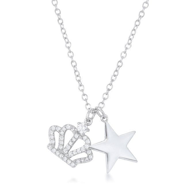 Vanessa Crown & Star Charm 0.4 ct Pendant - ThisandThatShoppe