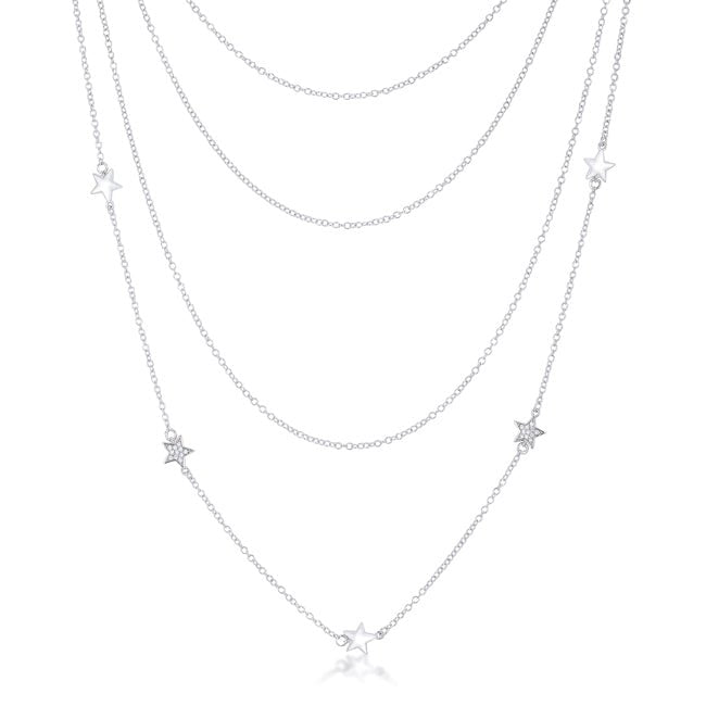 Multi-Chain Star Necklace with CZ - ThisandThatShoppe