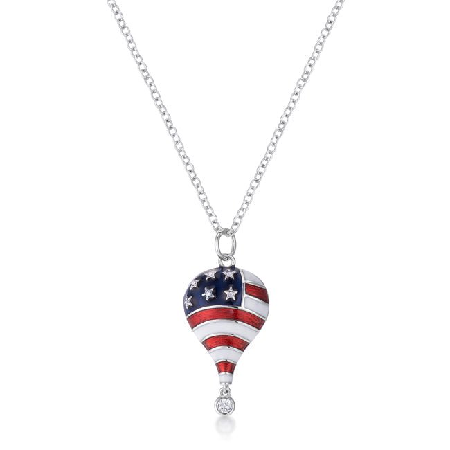 .1 Ct Patriotic Hot Air Balloon Necklace with CZ - ThisandThatShoppe