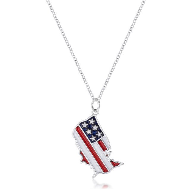 .015 Ct Patriotic U.S. Map Necklace - ThisandThatShoppe
