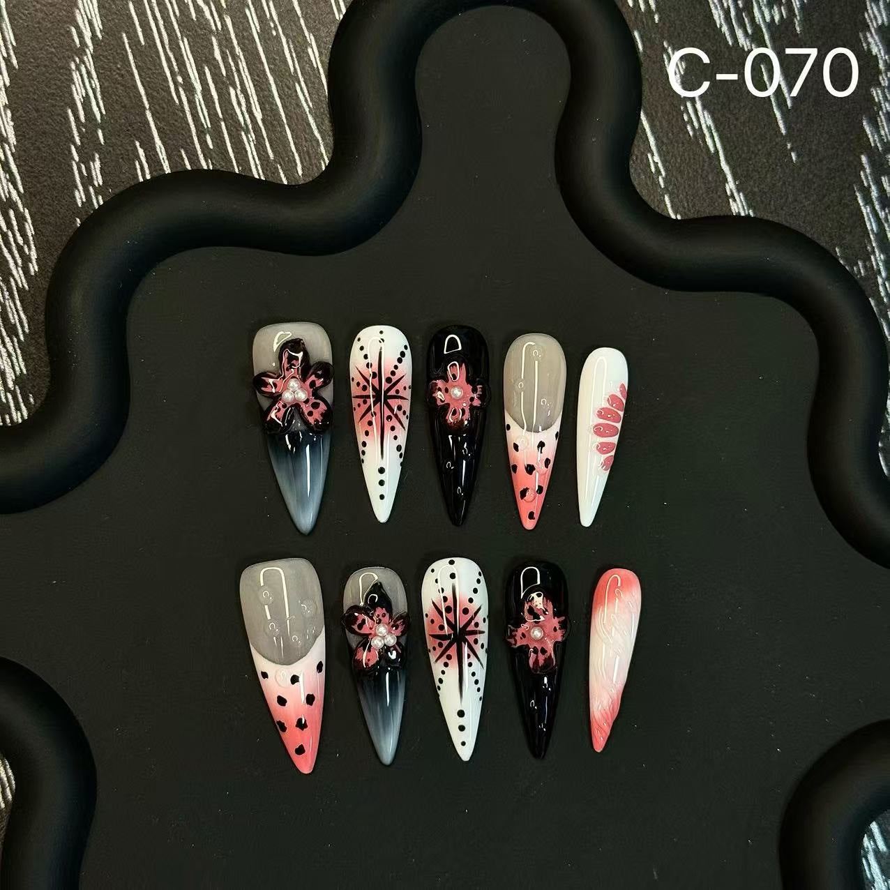 Original Devil's Flower Press on Nailshandcrafted designHandmade