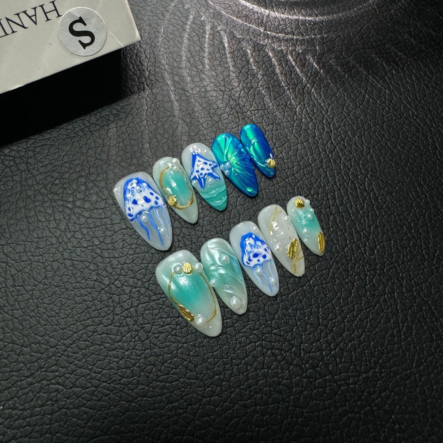 Original Sea Jellyfish Hand Painted Series HandmadePress on Nails Factory Wholesale