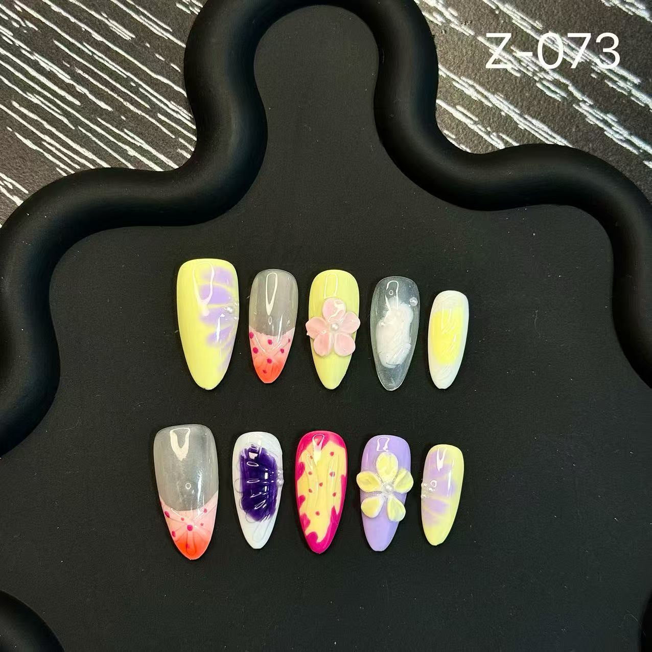 Hawaii Island Handmade Press on Nails Patch Carving White Autumn and Winter