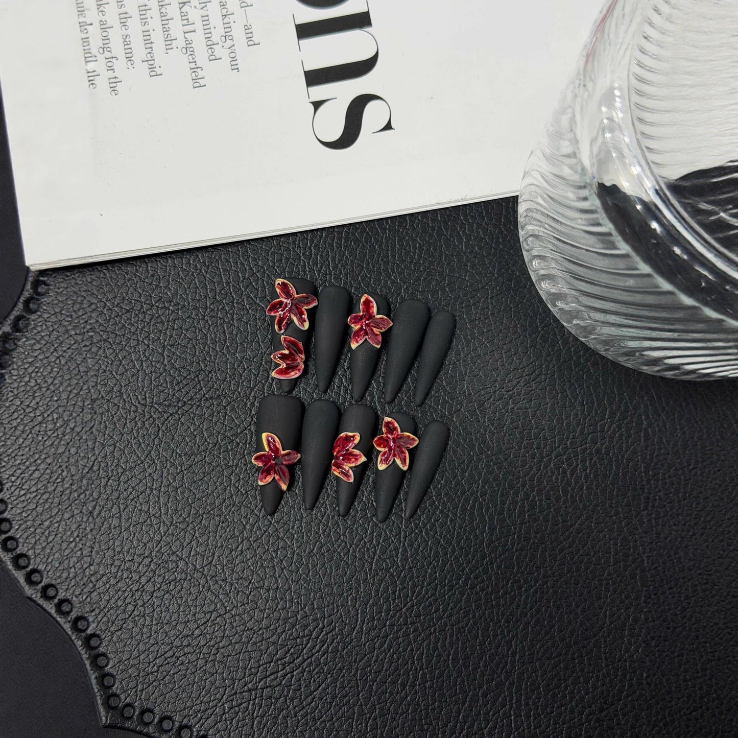 Press on Nails Pure Naked Pink Hand Painted French 3D Carving