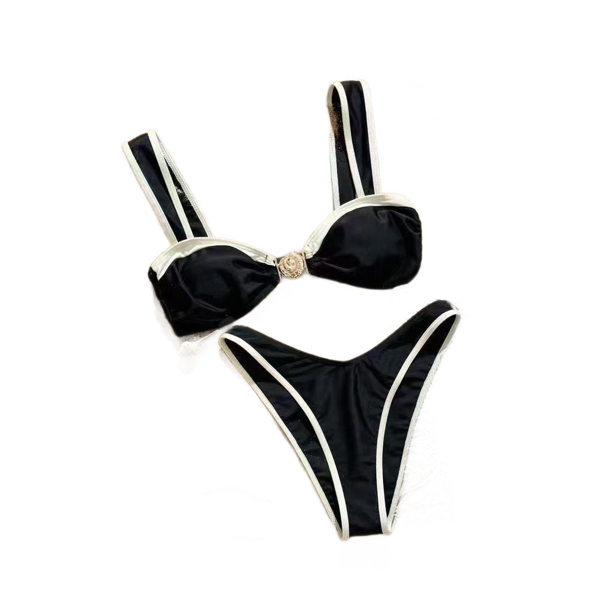 Two Piece Color Block Bikini Swimsuit for Women Sexy String Swimwear