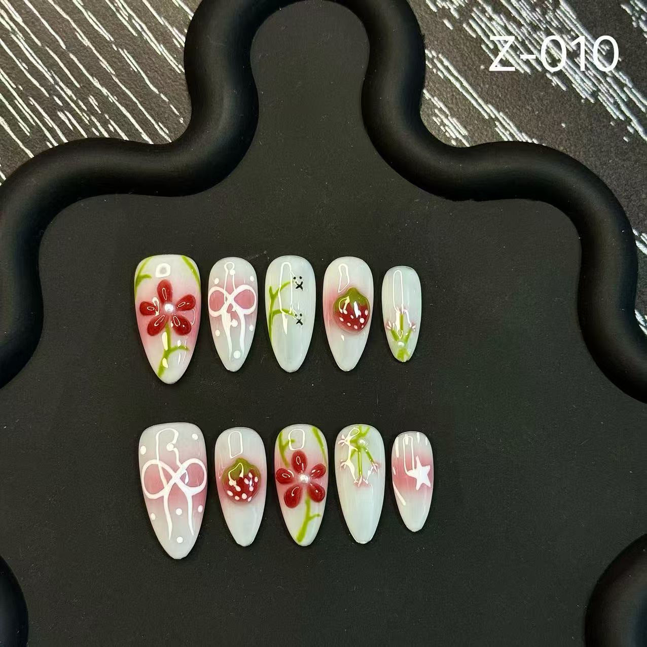 Patch Press on Nails Handcrafted Pinch Strawberry Shape Christmas Batch