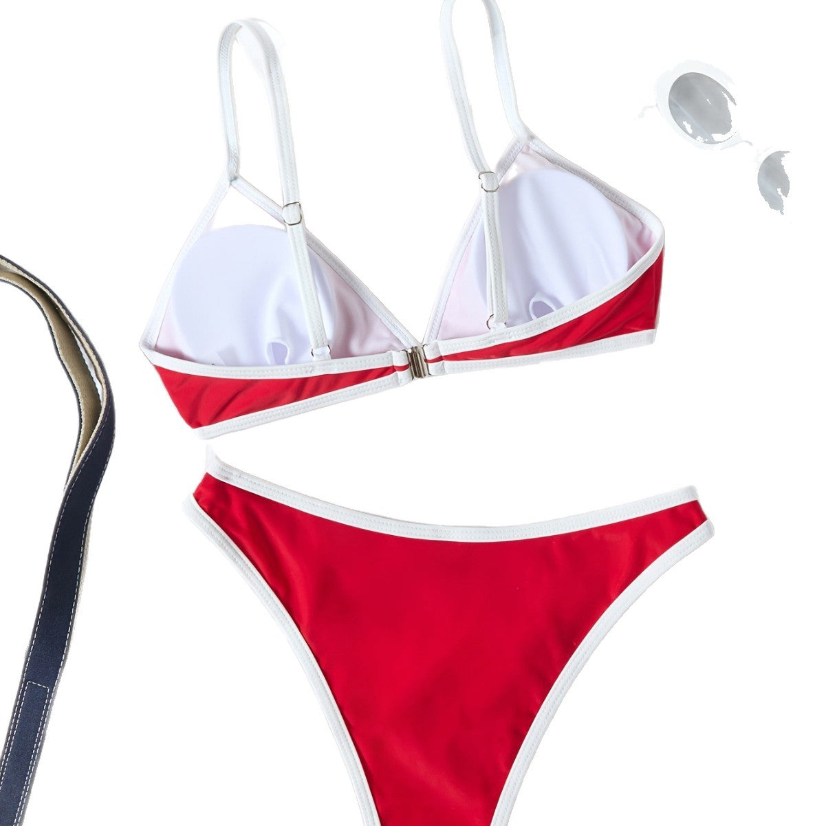 Solid Color Bikini Women's Swimsuit Sexy Sport Red Set
