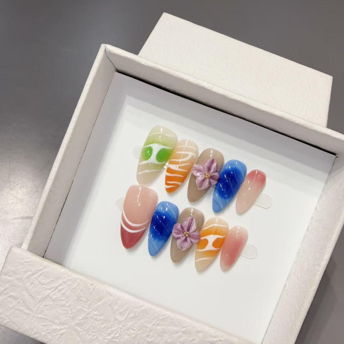HandmadePress on Nails3D three-dimensional engraving hand-painted blush nail original real shot high-quality sticker