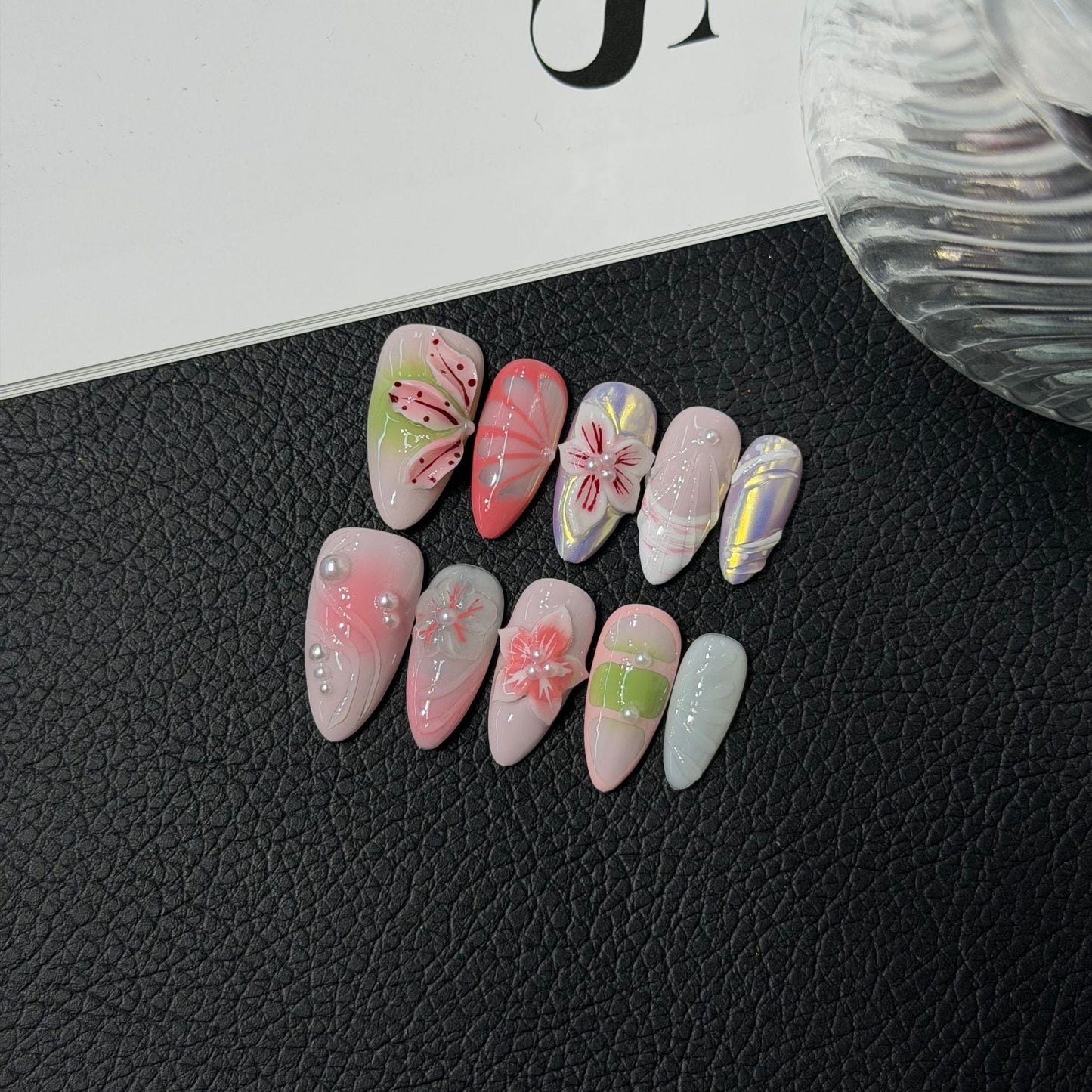 Personality Carving HandmadePress on Nails Patch Premium Sense Spring Summer Press on Nails Cross