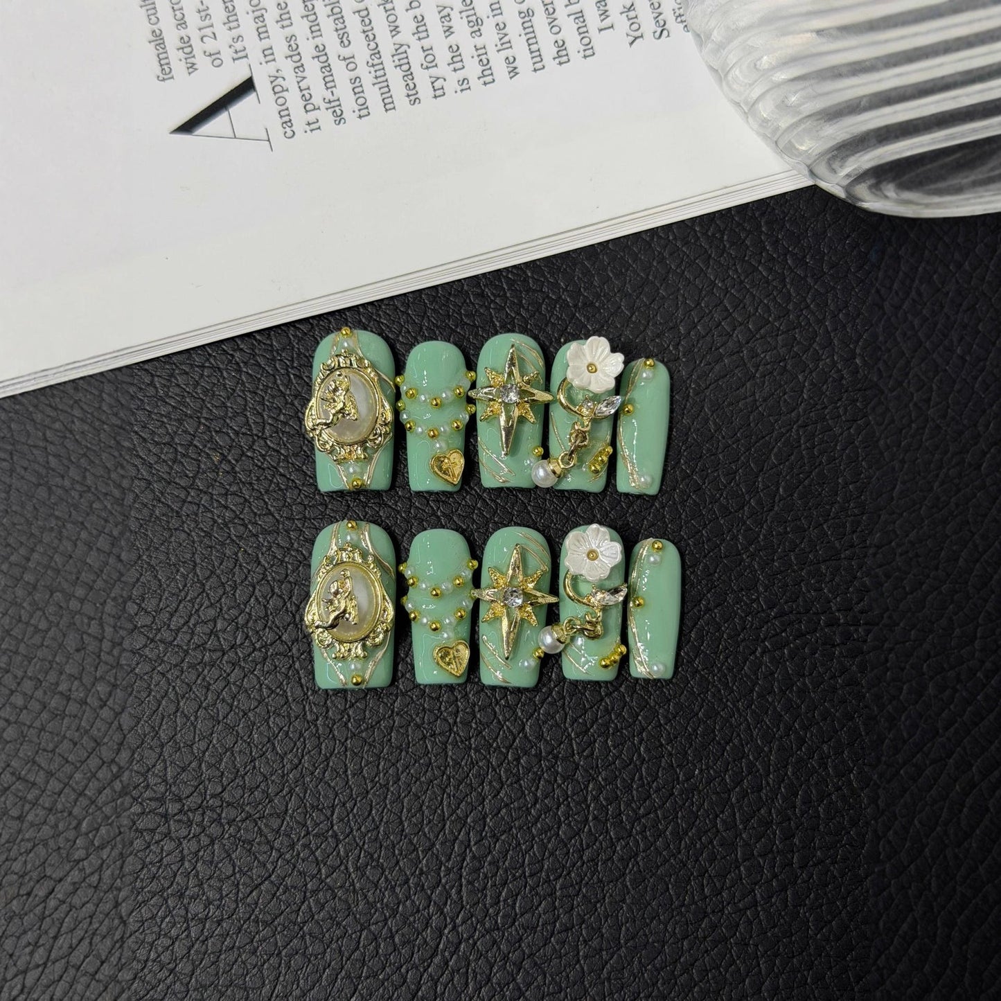 Niche court handcrafted design vintage angel sweet cool babes GlitteringHandmadePress on Nails