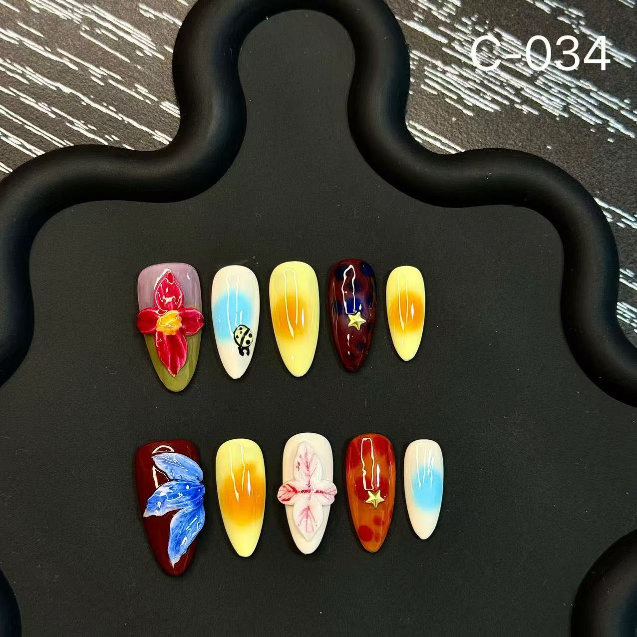Hot Selling 3D Stereo Press on Nails Ocean Water Drop Shell Flower Pearl Nail Fake Nails