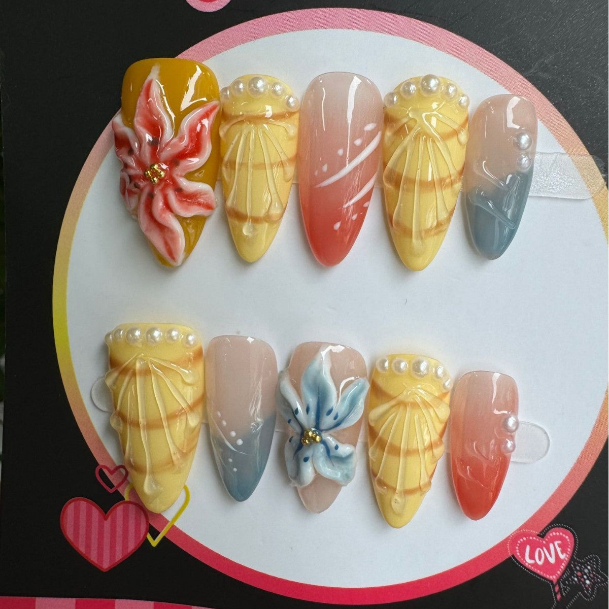 Hot-selling 3D Carved Almond Nail Handmade Press on Nails Removable Nail Piece