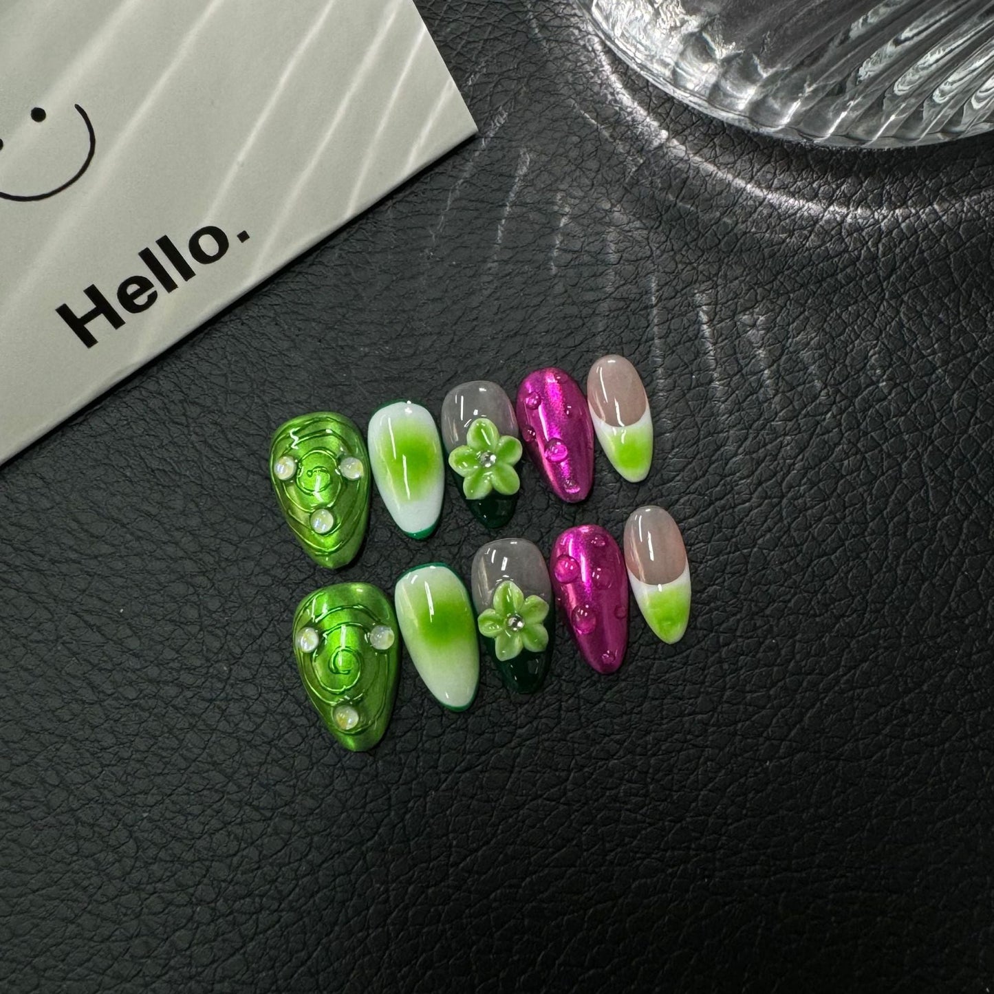 Press on Nails Pure Naked Pink Hand Painted French 3D Carving