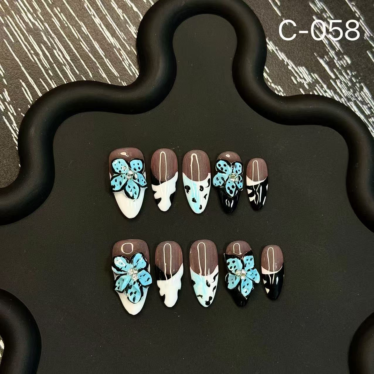 Cross-hot-selling sheet French three-dimensional engraved fake nail patch removable