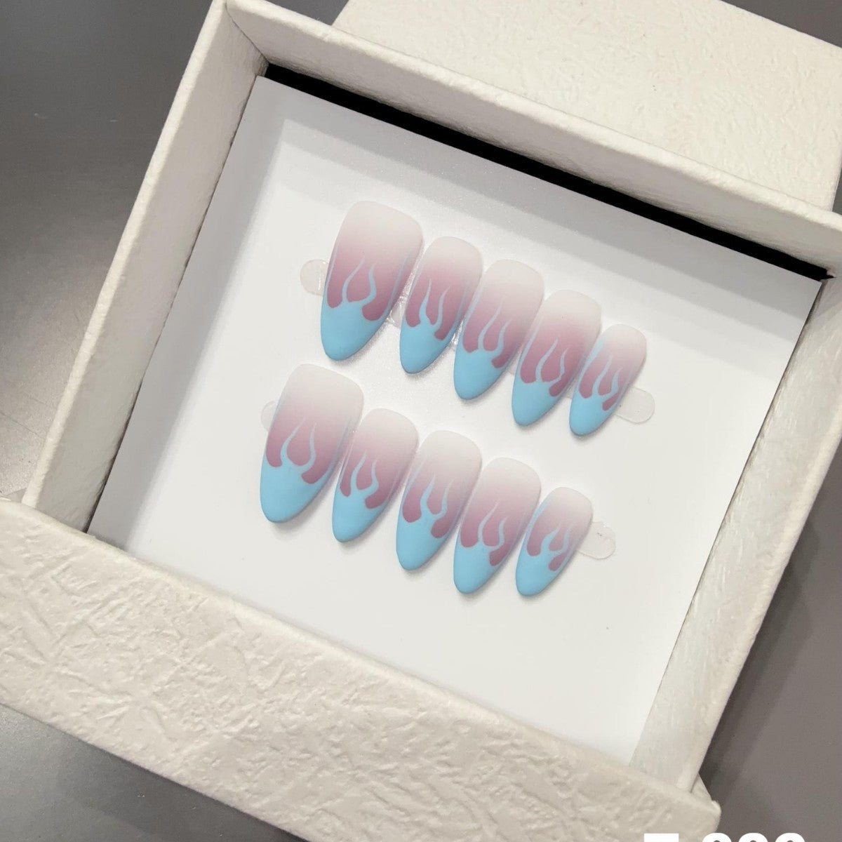 HandmadePress on Nails Nail Sticker, Silver Flame Sheet Finished Removable, Hot