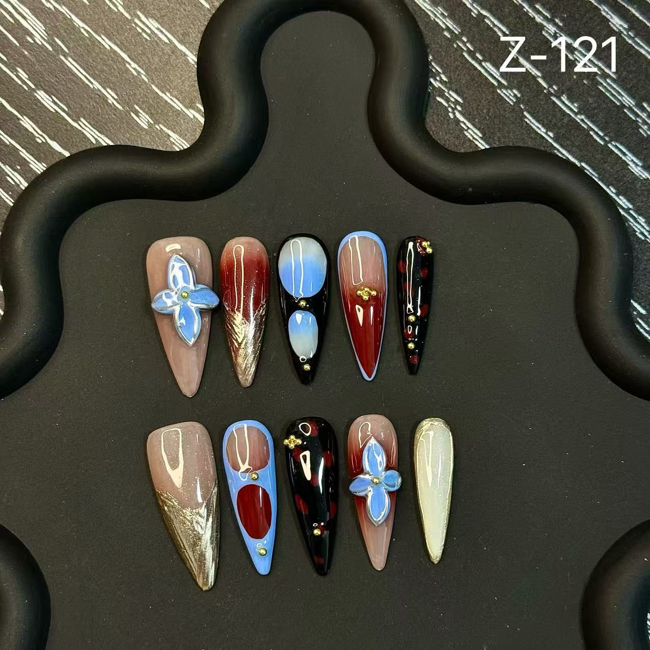 Handcrafted Engraved Color Colour Collision, Patch Press on Nails Wholesale