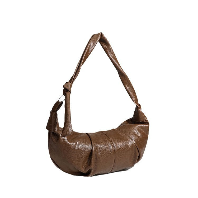 Folded dumpling bag, retro casual versatile hobo bag, design portable hobo bag small, small shoulder bag