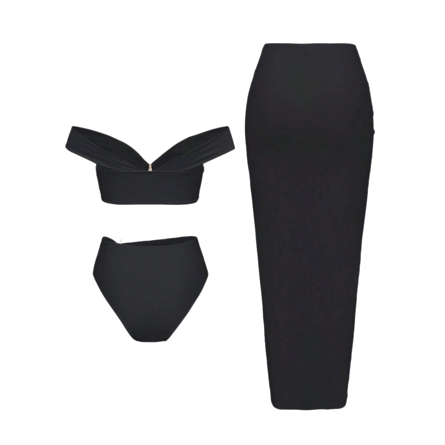 Starfish Three Piece Split Swimsuit Women's Bikini with Long Skirt