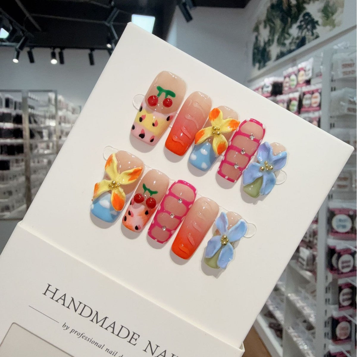 Handmade 3D Engraved French Patch Whitening Autumn and Winter HandmadePress on Nails