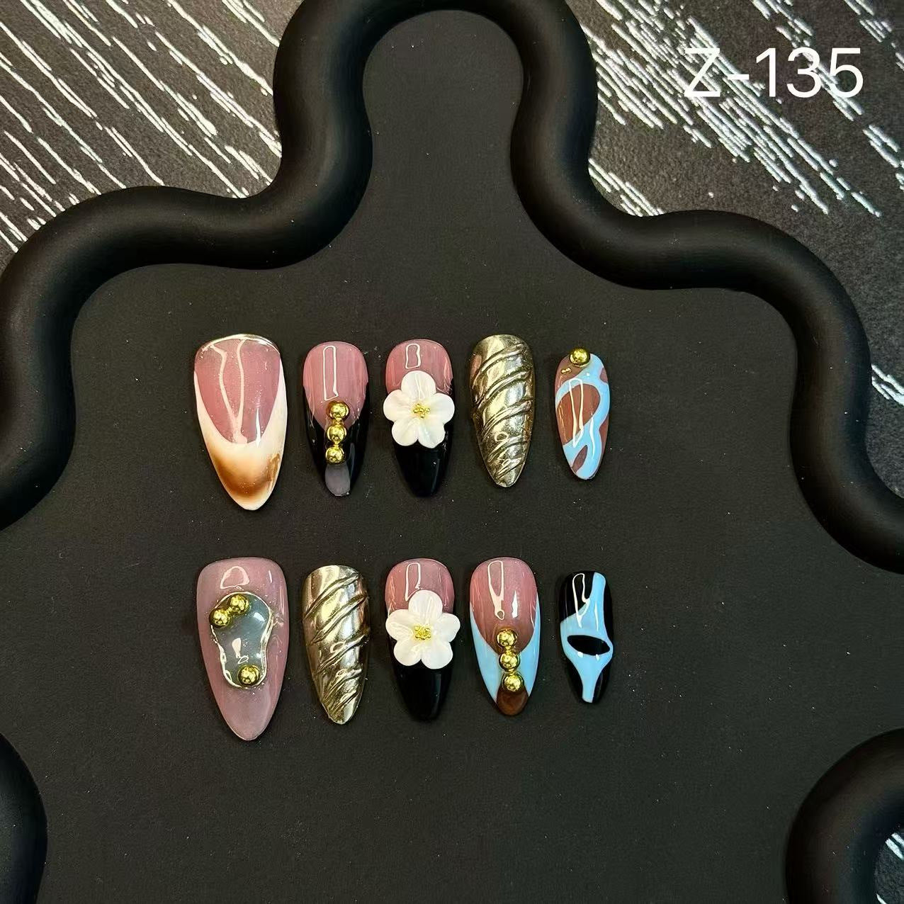 Babes Almond Nail 3D Carved Blush Nail Sweet Pure Press on Nails Pure