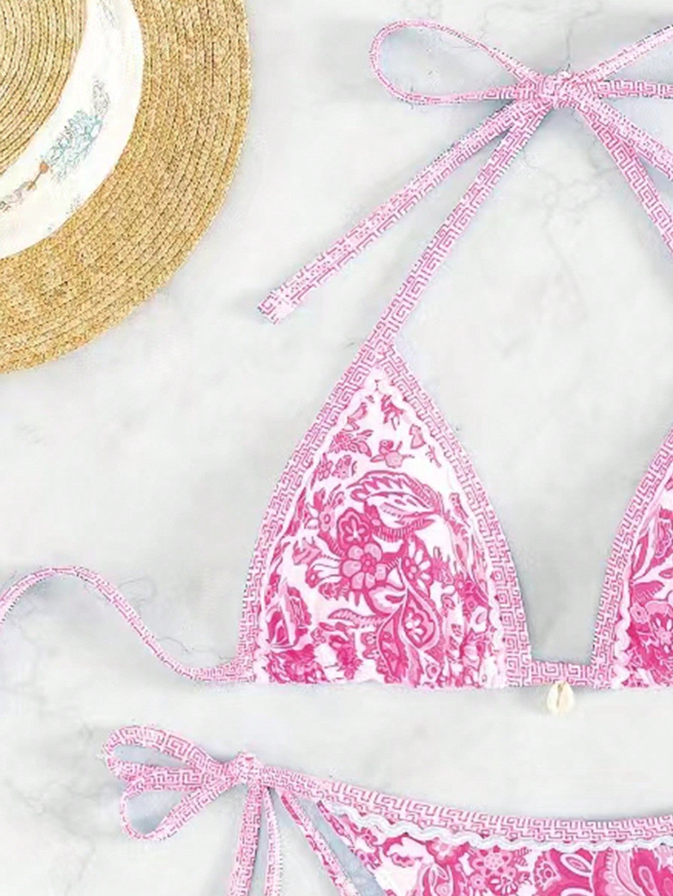Printed Two-Piece Bikini Set with Adjustable Straps Women's Swimsuit