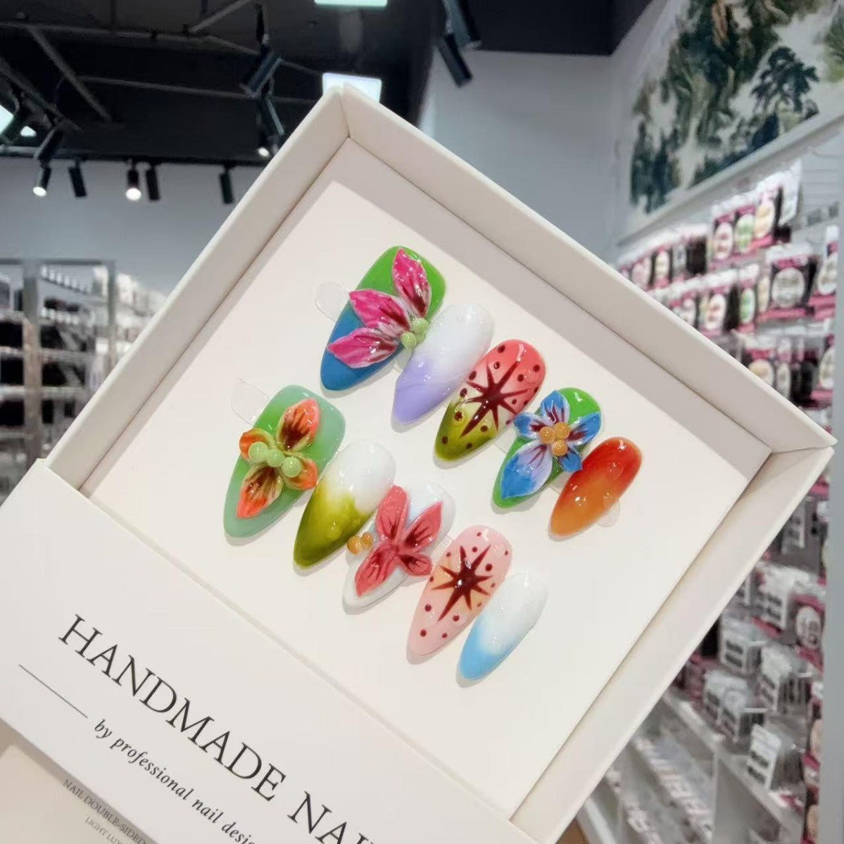 Handcrafted Engraved Color Colour Collision, Patch Press on Nails Wholesale