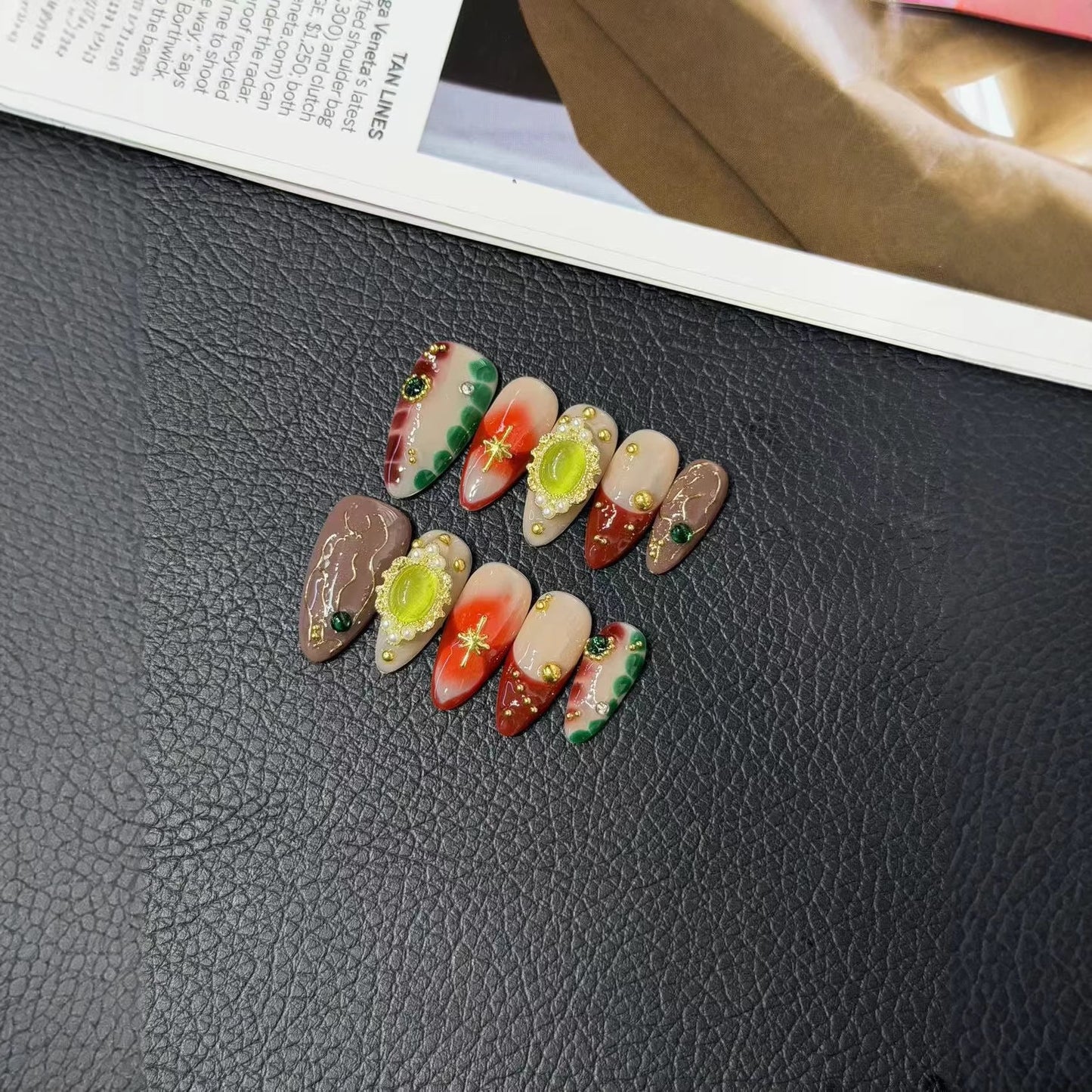 Bohemian Hand Painted Nail Patch Removable Patch HandmadePress on Nails Wholesale
