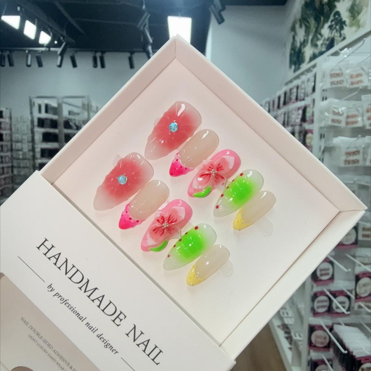 HandmadePress on Nails 3D Engraved Sweet Ice Through French Patch