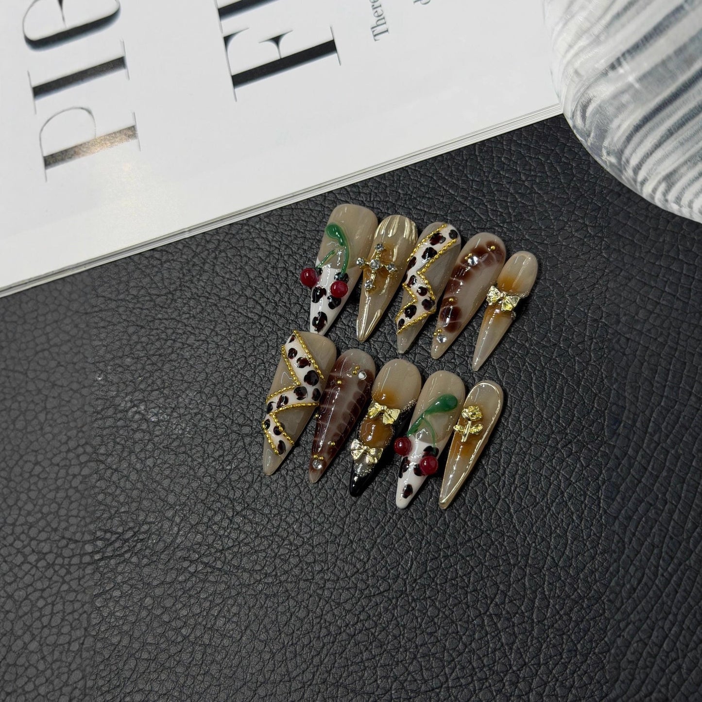 Volcano Babes Handcrafted Press on Nails Piece Carving