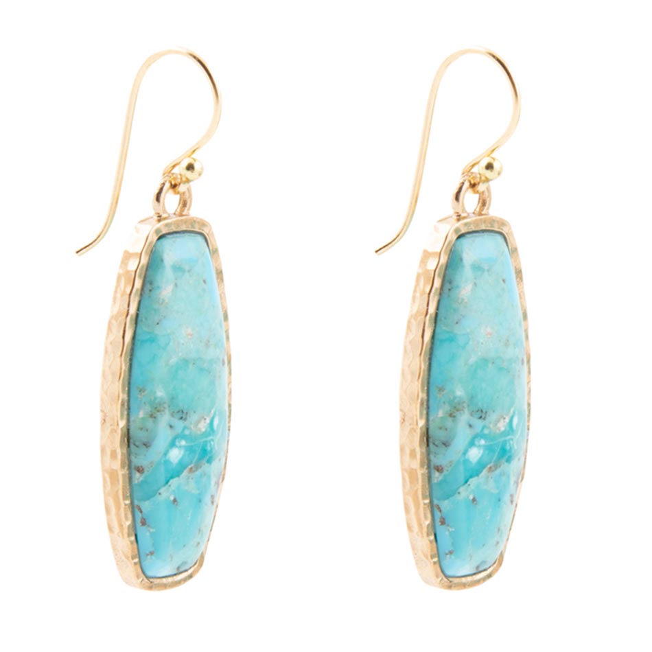Odyssey Long Blue Turquoise and Golden Statement Earrings - ThisandThatShoppe