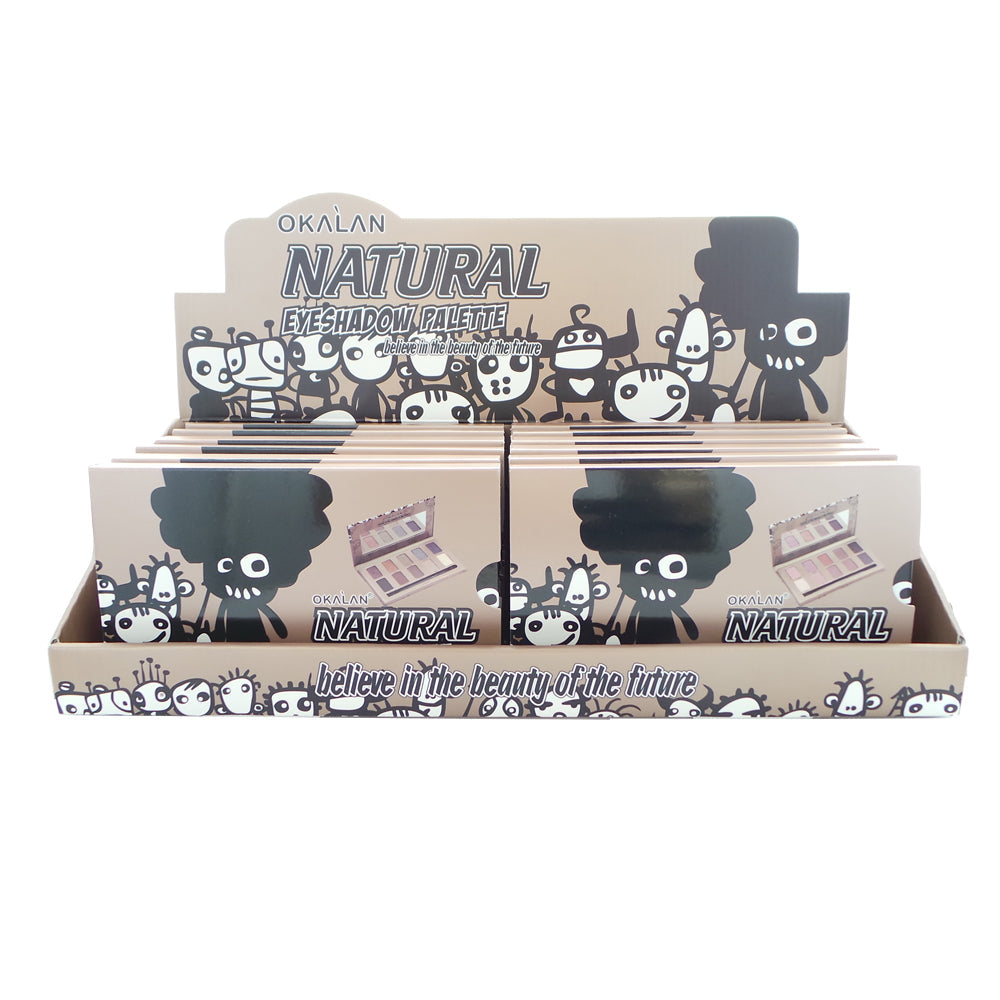 OKALAN 10-Farben Natürliche Lidschatten-Palette Display Set, 12 Stück