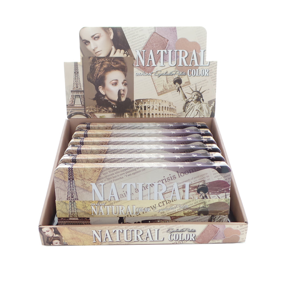 OKALAN Lidschatten-Palette „Natural Color“ als Display-Set, 6 Stück